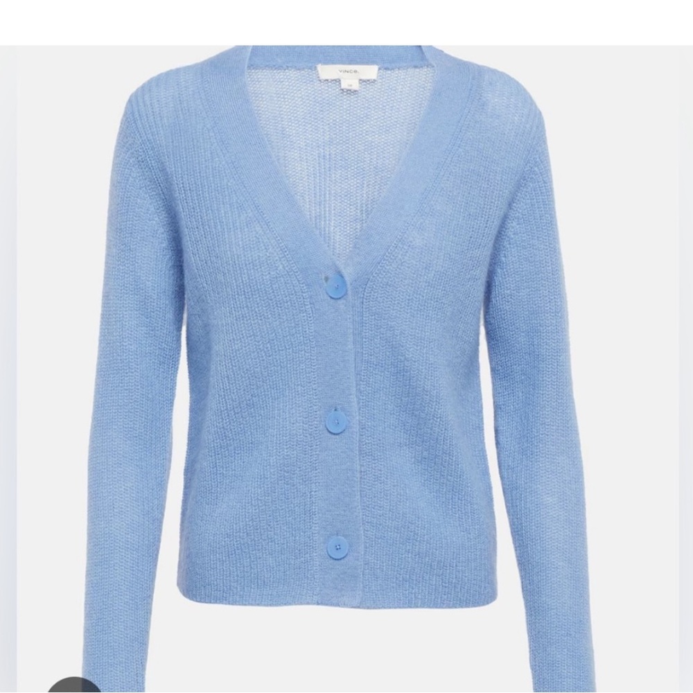 VINCE S/P preppy feminine mohair wool Women's Blue Cardigan - Picture 2 of 10